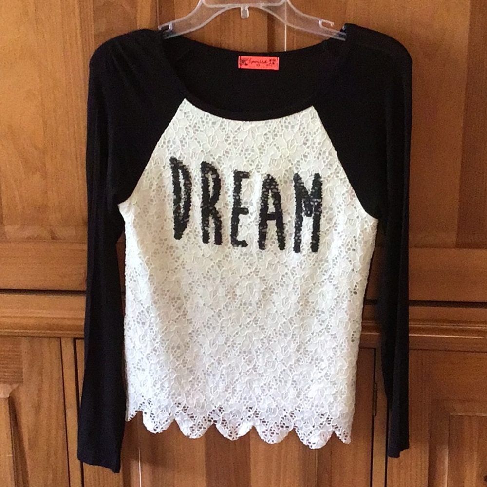 SPOILED“Dream”Black/Off white scalloped LACE-XS
